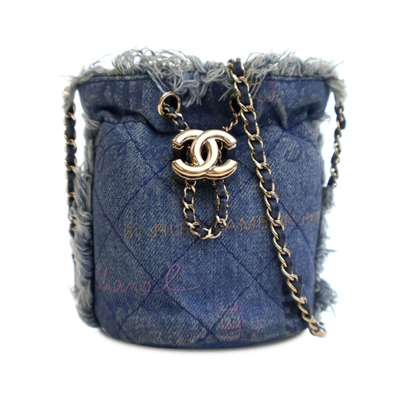 Pre-Loved Chanel Mini Denim Mood Bucket with Chain - Picture 1 of 12